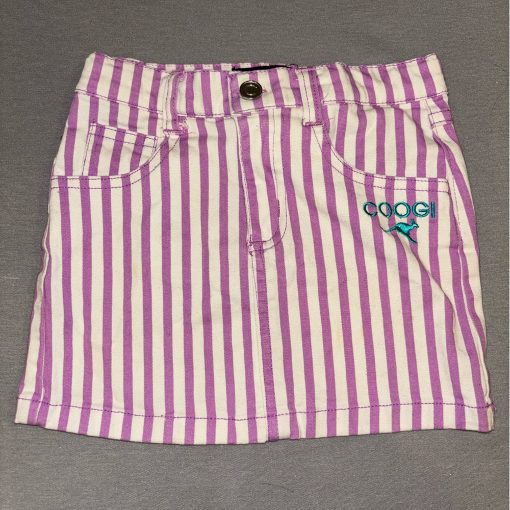 Coogi toddler skirt size 4 purple and white stripes excellent condition